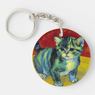 Van Gogh Tabby Cat Schlüsselanhänger
