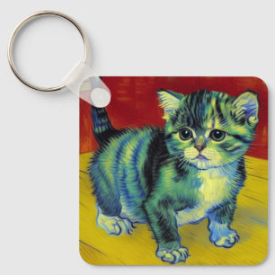 Van Gogh Tabby Cat Schlüsselanhänger