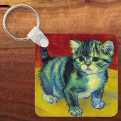 Van Gogh Tabby Cat Schlüsselanhänger (Vorderseite)