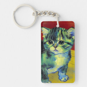 Van Gogh Tabby Cat Schlüsselanhänger