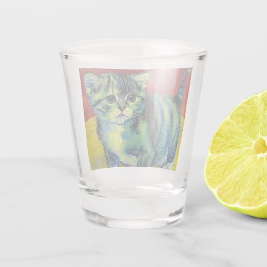 Van Gogh Tabby Cat Schnapsglas (Rückseite)