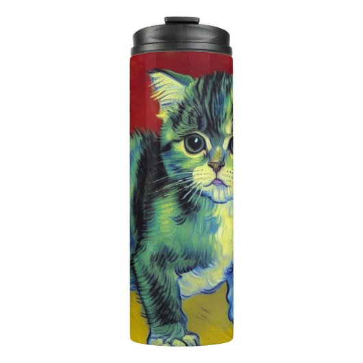 Van Gogh Tabby Cat Thermosbecher (Vorderseite)