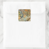 Van Gogh - The Large Plane Trees Quadratischer Aufkleber (Tasche)
