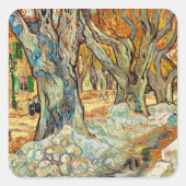 Van Gogh - The Large Plane Trees Quadratischer Aufkleber (Vorderseite)