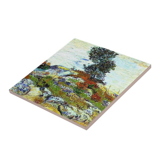 Van Gogh - The Rocks with Oak Tree, fine art Fliese (Seite)