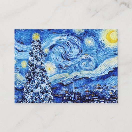Van Gogh - The Starry Night - White Christmas Busi Visitenkarte (Vorderseite)