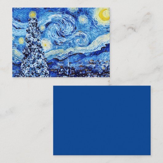 Van Gogh - The Starry Night - White Christmas Busi Visitenkarte (Vorne/Hinten)