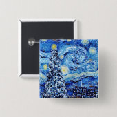 Van Gogh - The Starry Night - White Christmas Button (Vorne & Hinten)