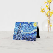 Van Gogh - The Starry Night - White Christmas Card Karte (Gelbe Blume)