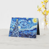 Van Gogh - The Starry Night - White Christmas Card Karte (Gelbe Blume)
