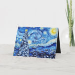 Van Gogh - The Starry Night - White Christmas Card Karte<br><div class="desc">Dieses Design zeigt eine Weihnachtsthema Adoption des klassischen Ölgemäldes "The Starry Nigh" von Vincent Van Gogh - dem niederländischen Maler,  der weithin als einer der beststen Maler aller Zeiten gilt.</div>