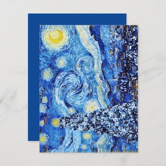 Van Gogh - The Starry Night - White Christmas Encl Begleitkarte (Vorne/Hinten)