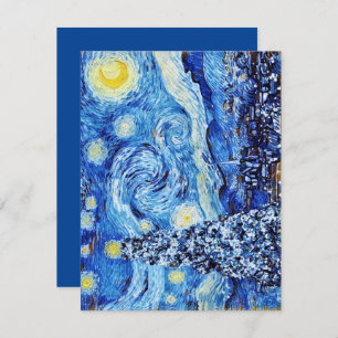 Van Gogh - The Starry Night - White Christmas Encl Begleitkarte