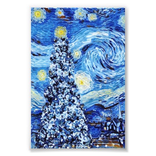 Van Gogh - The Starry Night - White Christmas Fotodruck (Vorne)
