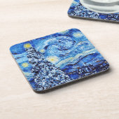 Van Gogh - The Starry Night - White Christmas Getränkeuntersetzer (Linke Seite)