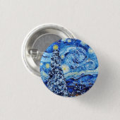 Van Gogh - The Starry Night - White Christmas Hint Button (Vorne & Hinten)