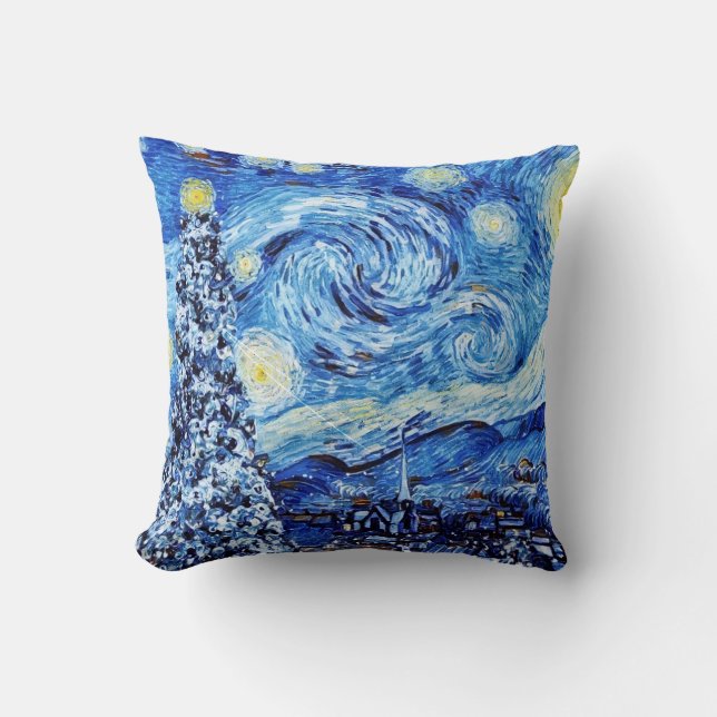 Van Gogh - The Starry Night - White Christmas Kissen (Vorderseite)