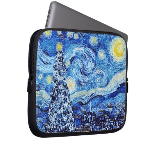 Van Gogh - The Starry Night - White Christmas Laptopschutzhülle (Vorne Rechts)