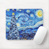 Van Gogh - The Starry Night - White Christmas Mousepad (Mit Mouse)