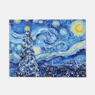 Van Gogh - The Starry Night - White Christmas Post Fußmatte