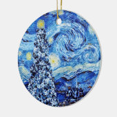 Van Gogh - The Starry Night - White Christmas Post Keramik Ornament (Links)