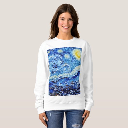 Van Gogh - The Starry Night - White Christmas Post Sweatshirt (Vorne ganz)