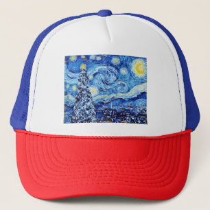 Van Gogh - The Starry Night - White Christmas Post Truckerkappe