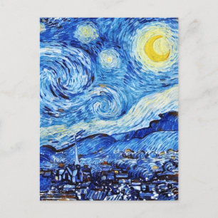 Van Gogh - The Starry Night - White Christmas Postkarte