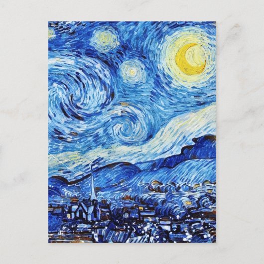 Van Gogh - The Starry Night - White Christmas Postkarte (Vorderseite)
