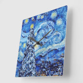 Van Gogh - The Starry Night - White Christmas Quadratische Wanduhr (Winkel)