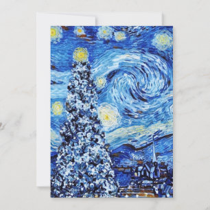 Van Gogh - The Starry Night - White Christmas T-Sh Einladung