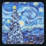 Van Gogh - The Starry Night - White Christmas T-Sh Quadratischer Aufkleber<br><div class="desc">Dieses Design zeigt eine Weihnachtsthema Adoption des klassischen Ölgemäldes "The Starry Nigh" von Vincent Van Gogh - dem niederländischen Maler,  der weithin als einer der beststen Maler aller Zeiten gilt.</div>