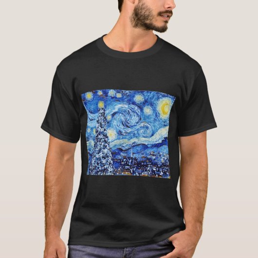 Van Gogh - The Starry Night - White Christmas T-Shirt (Vorderseite)