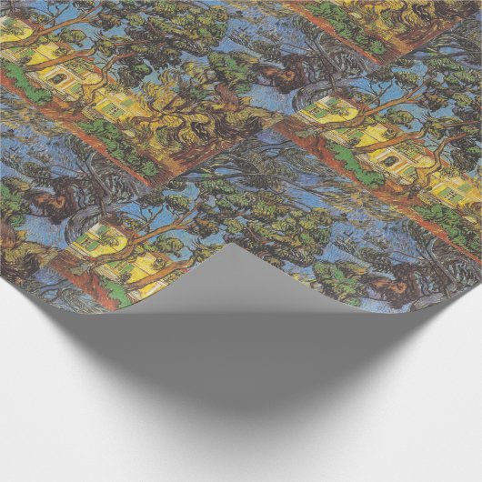 Van Gogh Trees im Garten, klassischer Impressionis Geschenkpapier (Ecke)