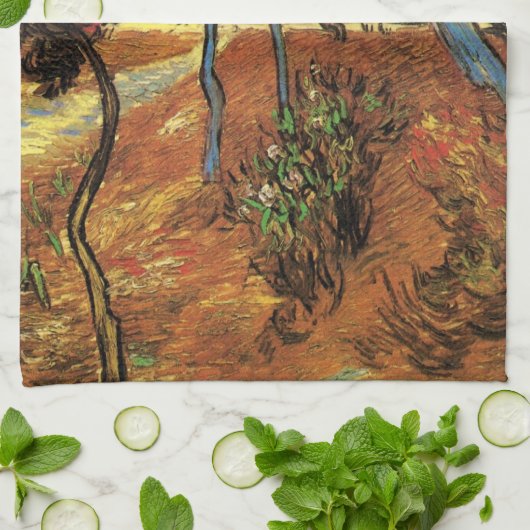 Van Gogh Trees im Garten, Saint Paul Hospital Geschirrtuch (Gefaltet)