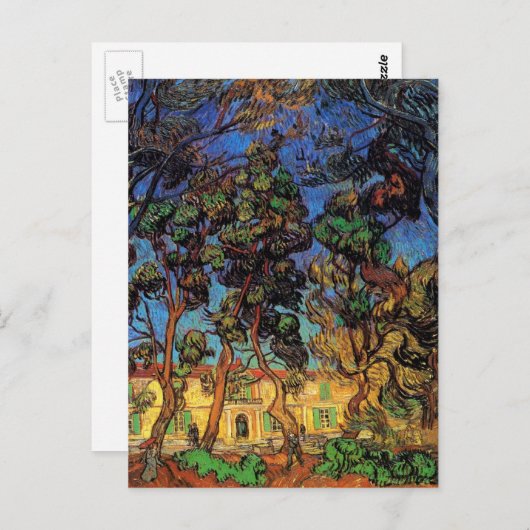 Van Gogh Trees in the Garden, Saint Paul Hospital Postkarte (Vorne/Hinten)