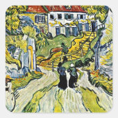 Van Gogh - Treppe bei Auvers, Quadratischer Aufkleber (Vorderseite)