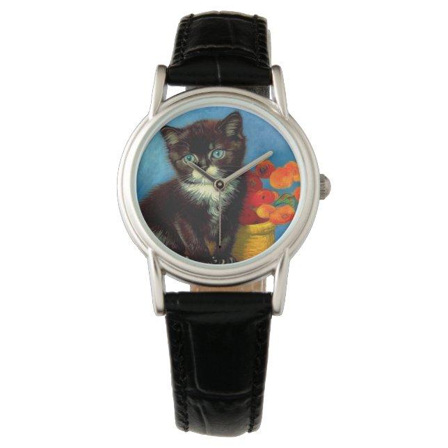 Van Gogh Tuxedo Cat Armbanduhr (Vorderseite)