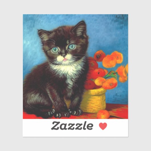 Van Gogh Tuxedo Cat Aufkleber (Blatt)