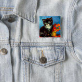 Van Gogh Tuxedo Cat Button (Beispiel)