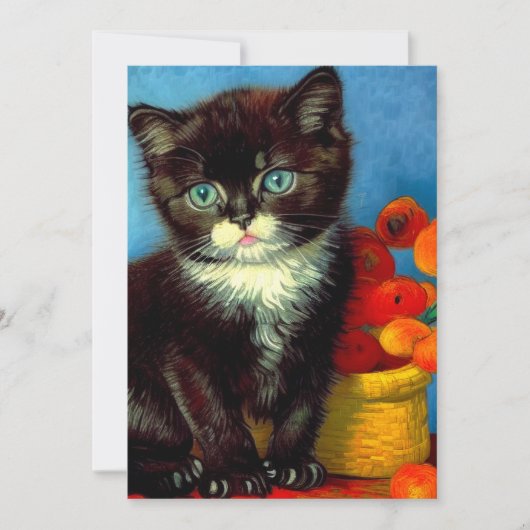 Van Gogh Tuxedo Cat Einladung (Vorderseite)