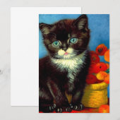 Van Gogh Tuxedo Cat Einladung (Vorne/Hinten)