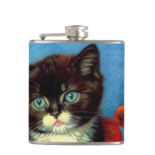 Van Gogh Tuxedo Cat Flachmann