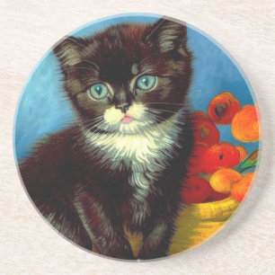 Van Gogh Tuxedo Cat Getränkeuntersetzer