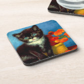 Van Gogh Tuxedo Cat Getränkeuntersetzer (Linke Seite)