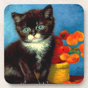 Van Gogh Tuxedo Cat Getränkeuntersetzer