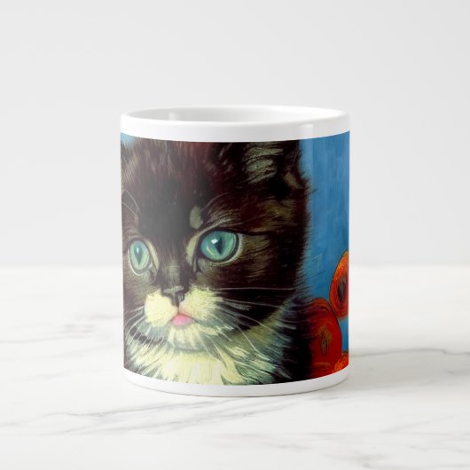 Van Gogh Tuxedo Cat Jumbo-Tasse (Vorderseite)