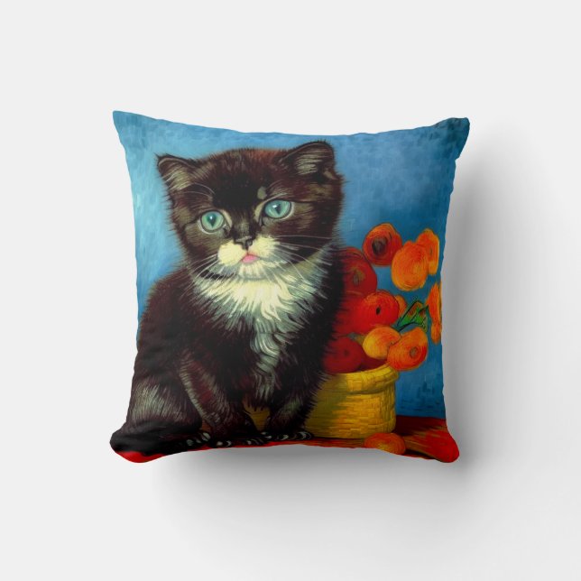 Van Gogh Tuxedo Cat Kissen (Vorderseite)