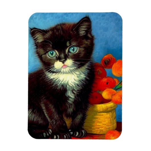 Van Gogh Tuxedo Cat Magnet (Vertikal)