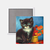 Van Gogh Tuxedo Cat Magnet (Vorderseite/Rückseite)